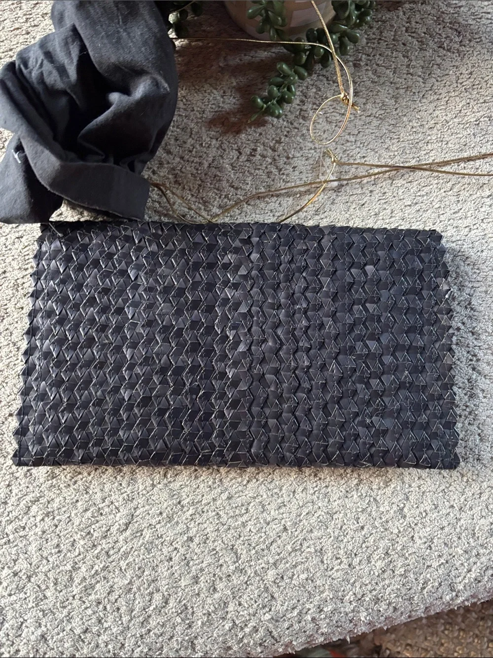John Hardy Black Woven Leather Clutch with Branded Dust Bag